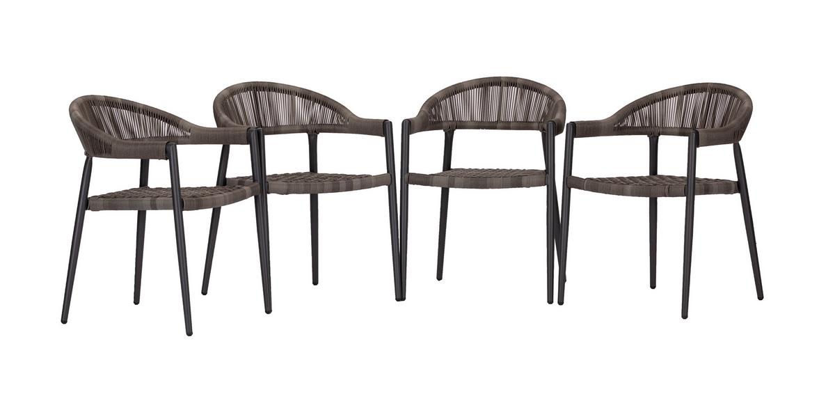 Set Vrtnih Stolov Brooklyn, Temno Siva, 4-Delni - temno siva/barve grafita, Basics, kovina/umetna masa (56/58/78cm) - Gardenson