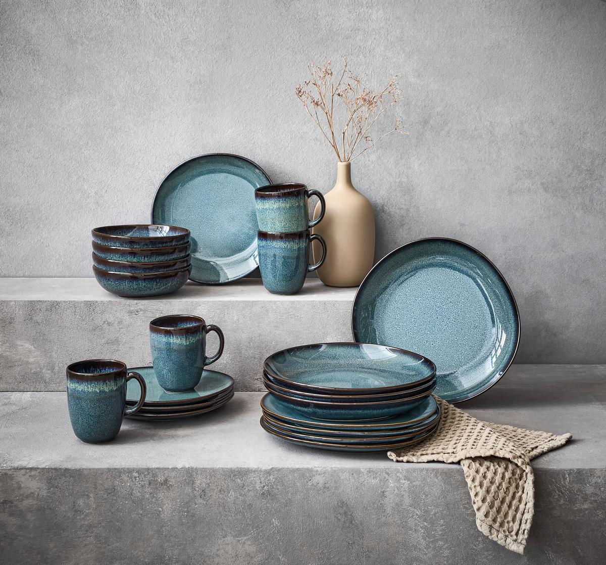 SERWIS ŚNIADANIOWY LAVE GRIS VILLEROY & BOCH - ciemnoszary, Basics, ceramika (34,5/19,4/32cm) - Villeroy & Boch