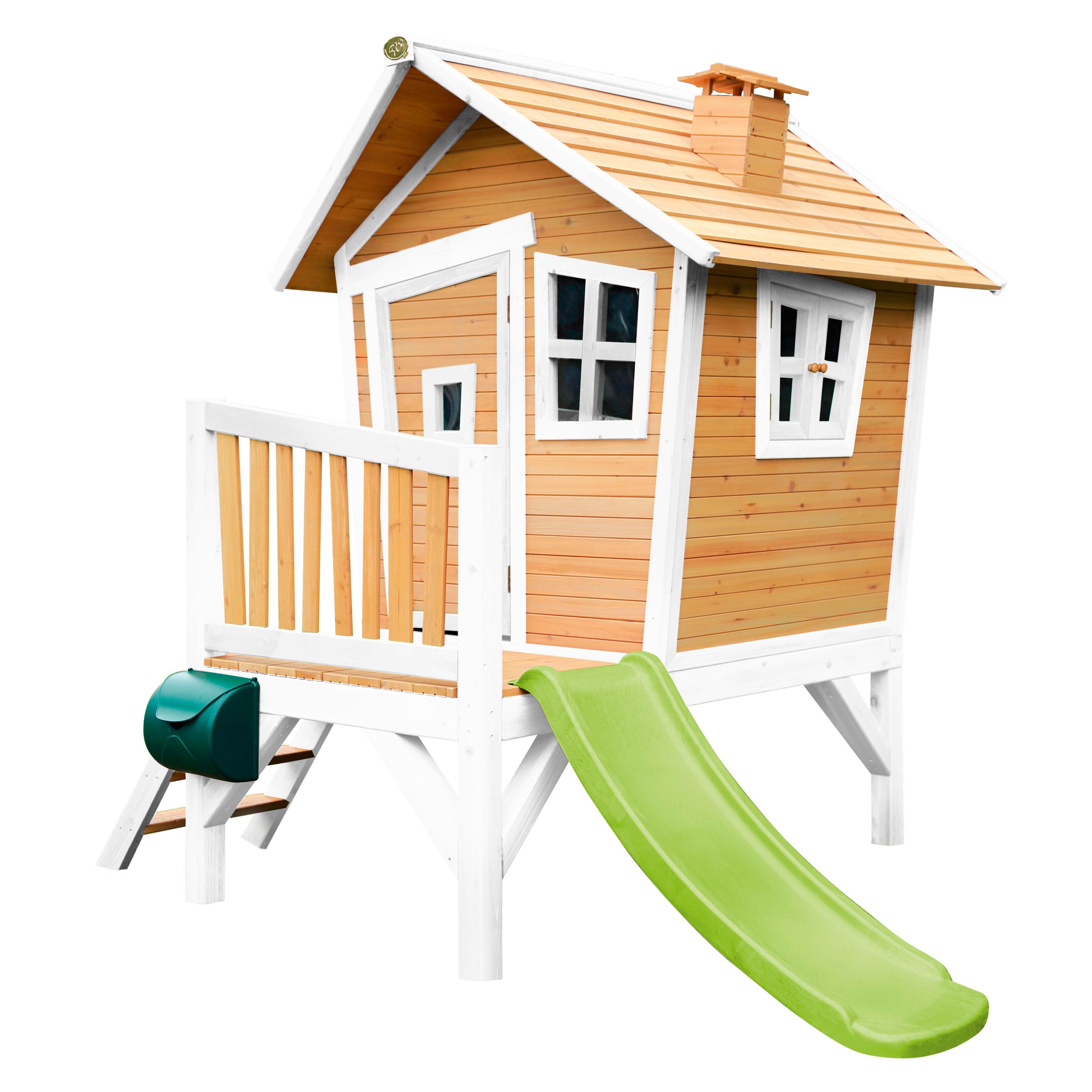Spielturm Robin aus Zedernholz - Braun/Weiß, Basics, Holz/Kunststoff (264/203/177cm) - Ambia Garden