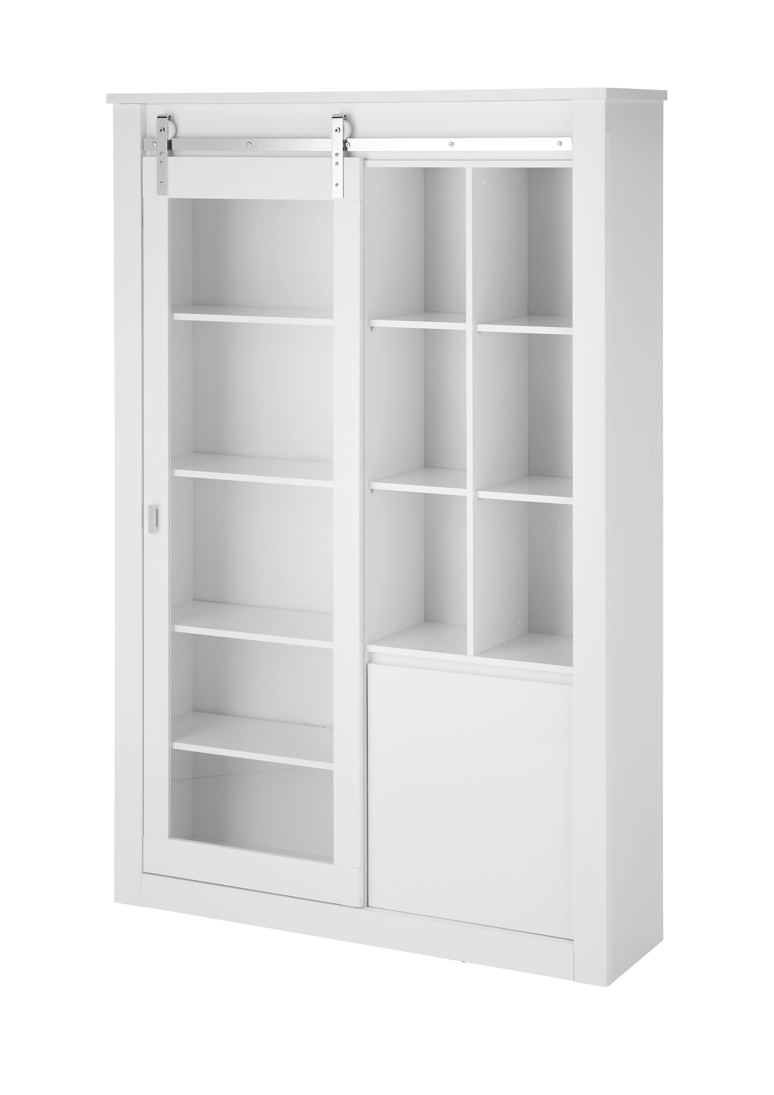 Vitrine Daytona Weiß - Chromfarben/Weiß Hochglanz, Design, Holzwerkstoff/Metall (133/201/38cm) - Livetastic