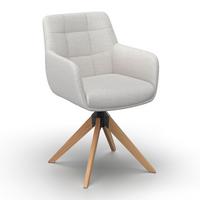 Armlehnstuhl Mailo Hellgrau Webstoff Drehbar Gepolstert - Hellgrau/Naturfarben, MODERN, Holz/Textil (56/92/62cm) - Bessagi Home