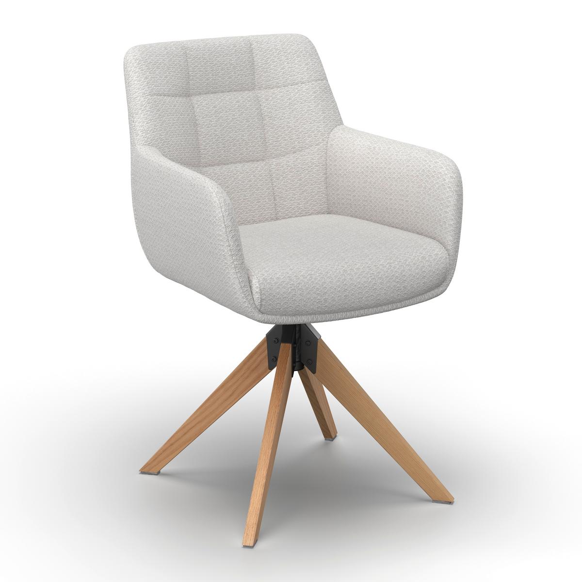 Armlehnstuhl Mailo Hellgrau Webstoff Drehbar Gepolstert - Hellgrau/Naturfarben, MODERN, Holz/Textil (56/92/62cm) - Bessagi Home