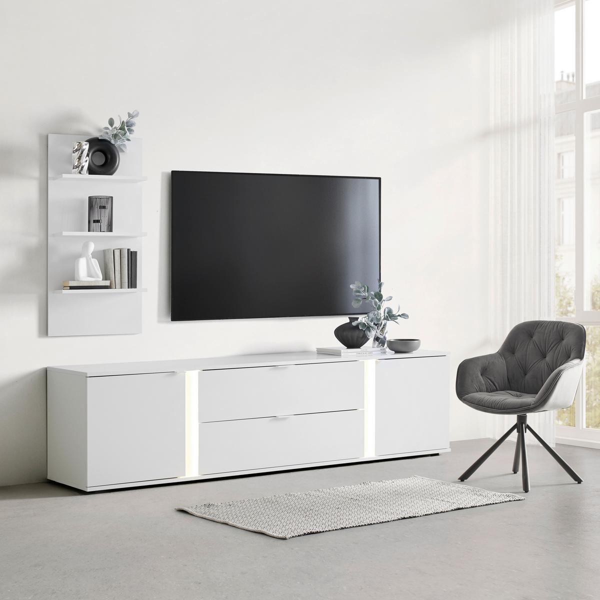 TV-Element Delio Weiß - Schwarz/Weiß, MODERN, Holzwerkstoff/Kunststoff (190/150/42cm) - Mömax