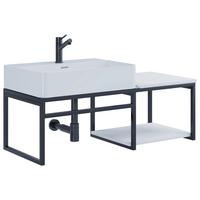 Kombiniran Umivalnik Bitila 100, Bela, Črna - črna/bela, Moderno, kovina/leseni material (100cm) - MID.YOU