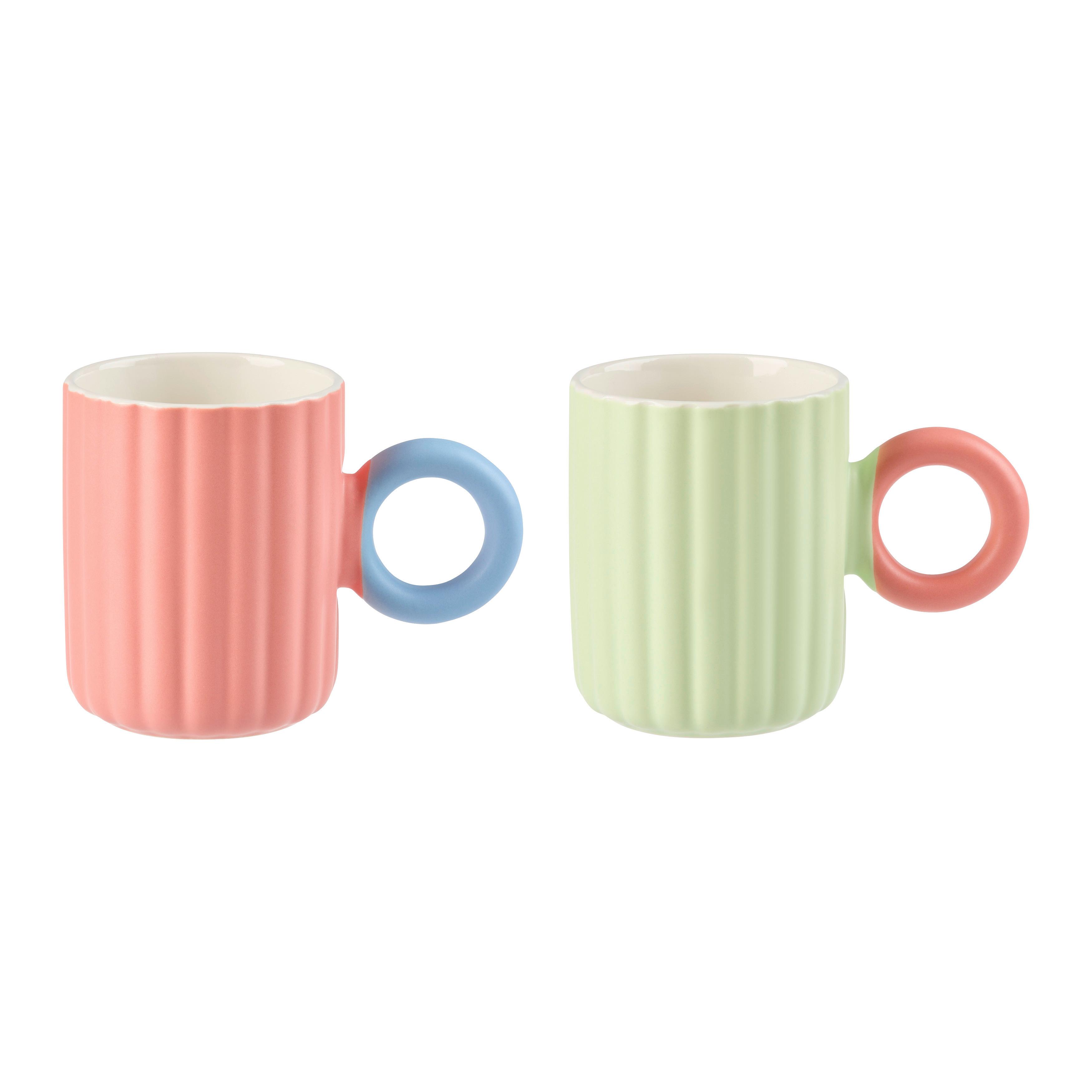Kaffeebecherset Betty Mint/Rosa, 2-teilig - Pink/Pastellblau, MODERN, Keramik (8.4/10.5/8.4cm)