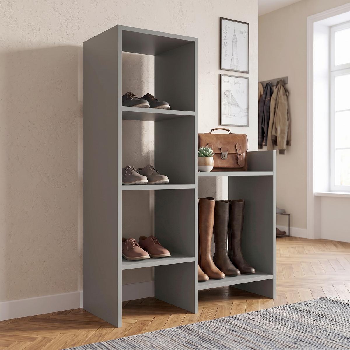 Schuhregal "Earl", Anthrazit - Anthrazit, Design, Holzwerkstoff (85,6/120/35,6cm) - Livetastic