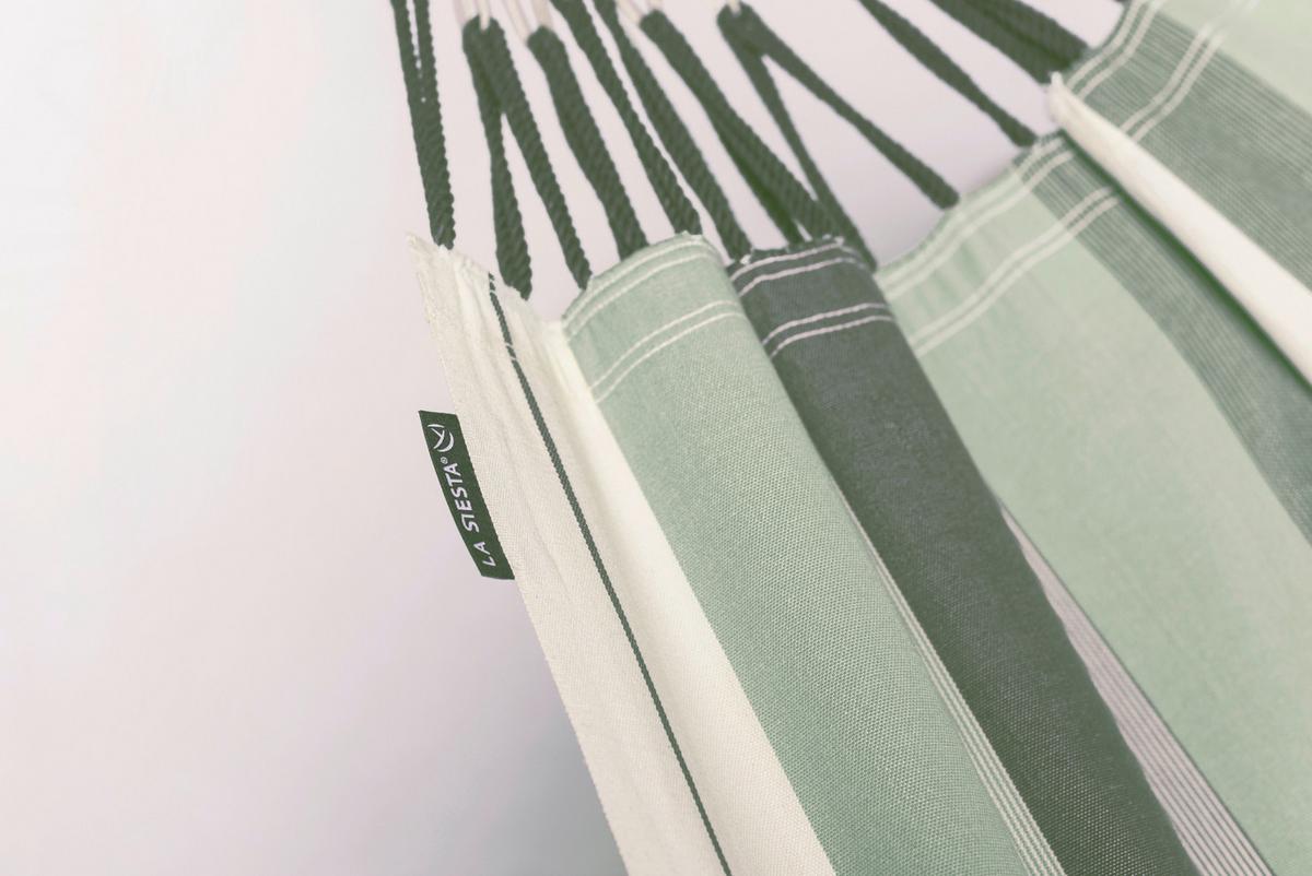 Hängematte Classic Single Hammock Weiß/Olivgrün - Weiß/Olivgrün, KONVENTIONELL, Textil (140/300cm) - La Siesta