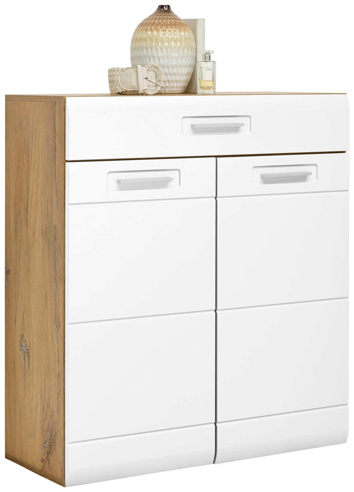 Comodă Auris - alb/culoare lemn stejar, Modern (85/99,6/37,1cm) - Modern Living