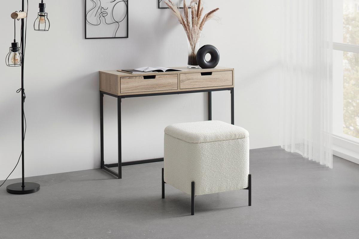 Hocker Mixo Weiß - Schwarz/Weiß, MODERN, Holzwerkstoff/Textil (43cm) - Mömax