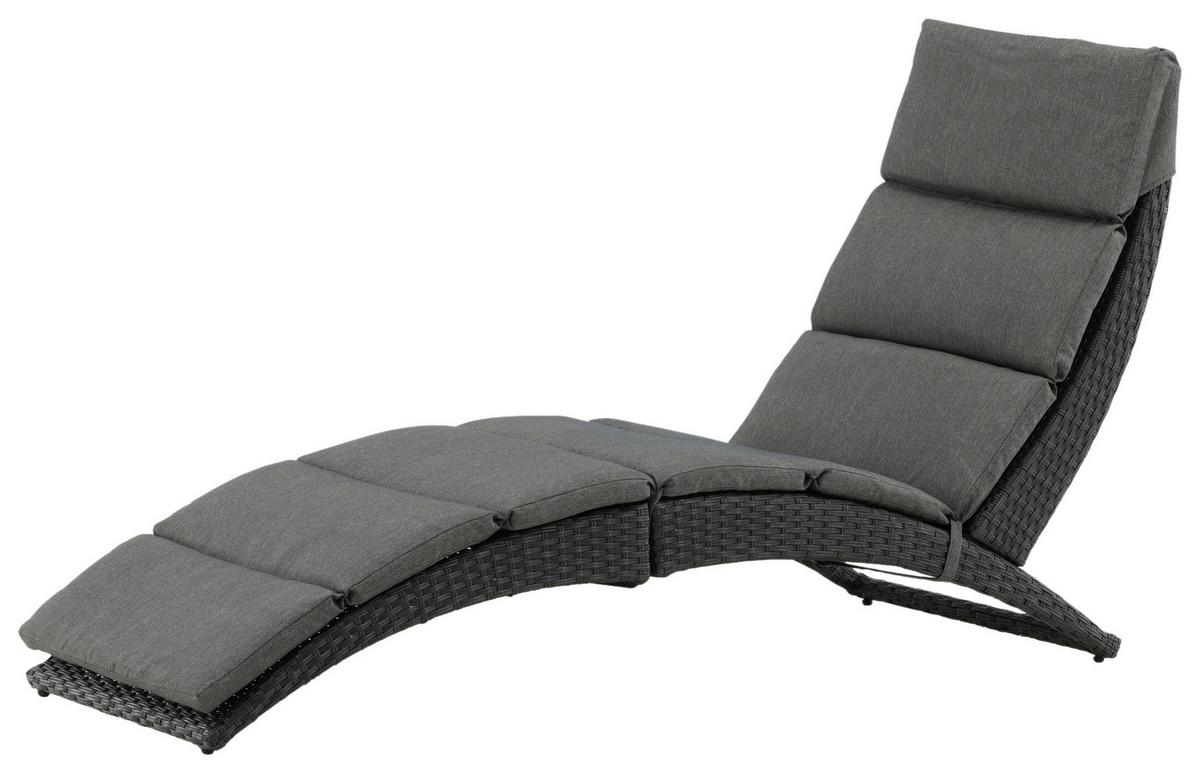 Sonnenliege Archie ca. 64x84x158 cm Schwarz - Schwarz, KONVENTIONELL, Kunststoff (64/84/158cm) - Gardenson