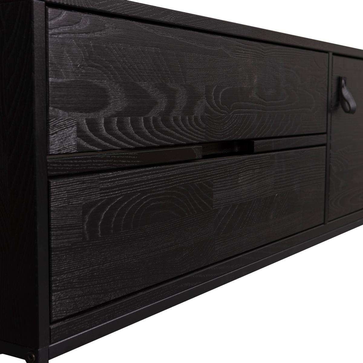 Lowboard Silas Schwarz - Schwarz, Design, Leder/Holz (120/55/44cm) - Livetastic