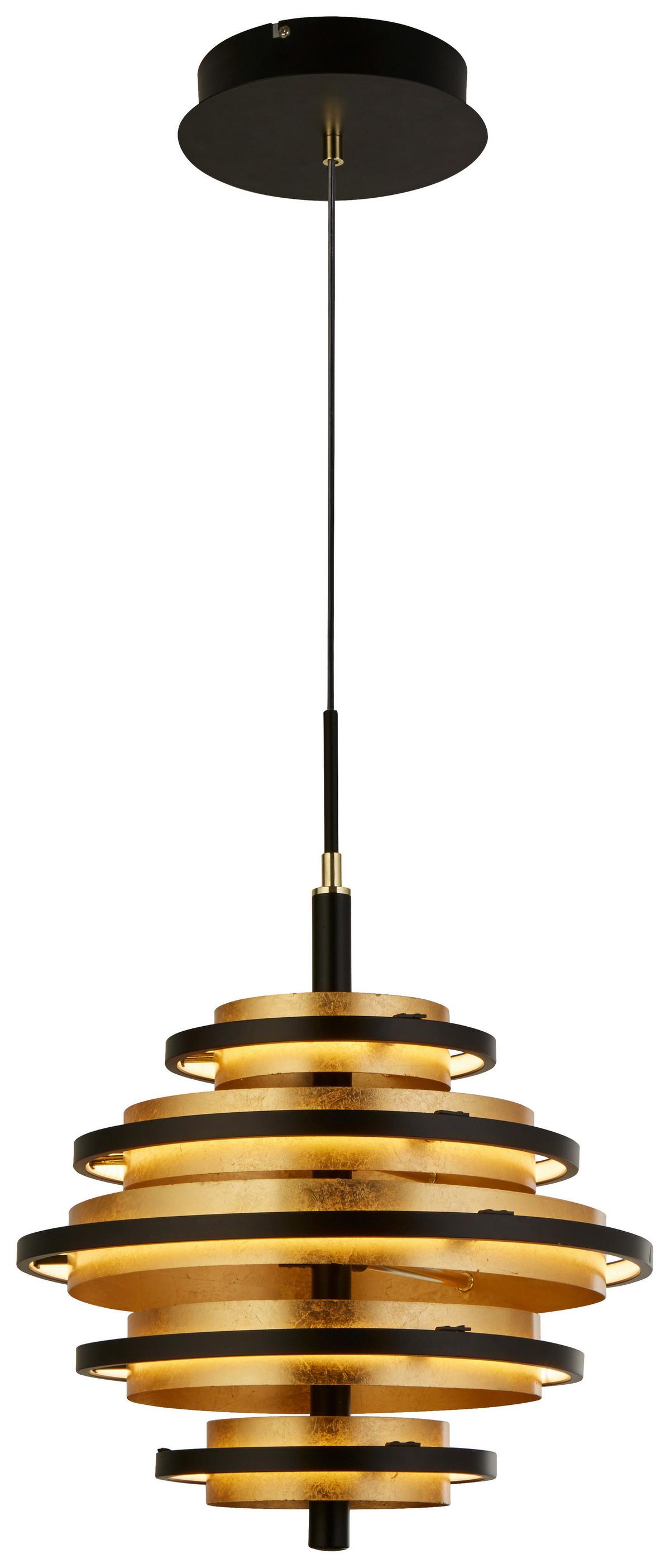 Led Függeszték 6375-5bg - fekete/sárgarézszínű, Design, fém (40/140cm)