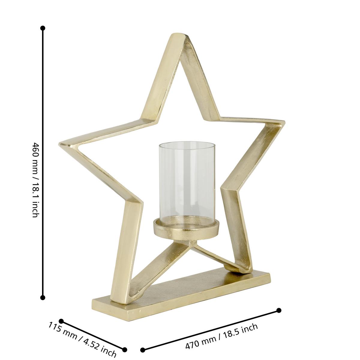 Kerzenhalter Mukayle Klar/Goldfarben - Klar/Goldfarben, LIFESTYLE, Glas/Metall (47/11,5/46cm)