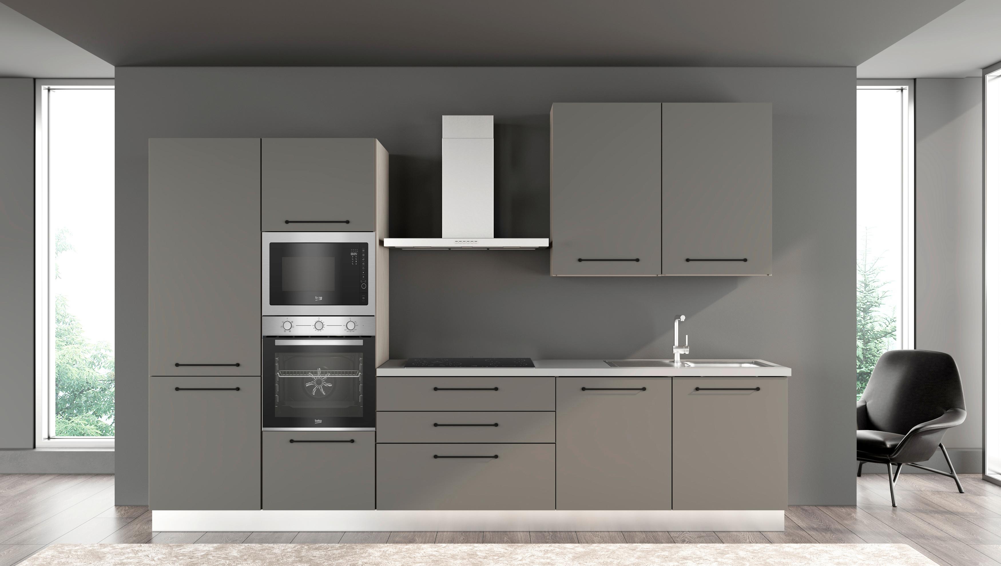 Blok Kuhinja S Aparatima Line 330 - siva/crna, Konvencionalno, metal/drvo (330/216-240/60cm)