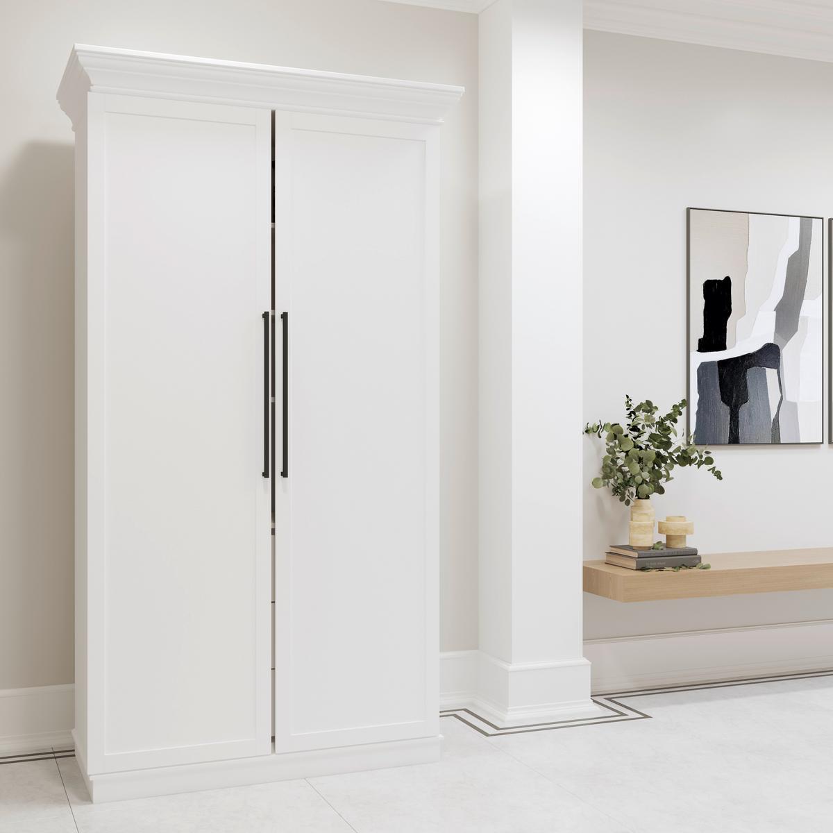Bufet ALVARO - alb, Modern, material pe bază de lemn (121,5/220/55,5cm) - Bessagi Home