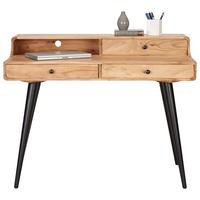 Schreibtisch aus Akazie Teilmassiv - Schwarz/Akaziefarben, LIFESTYLE, Holz/Metall (115/60/90cm) - Mömax