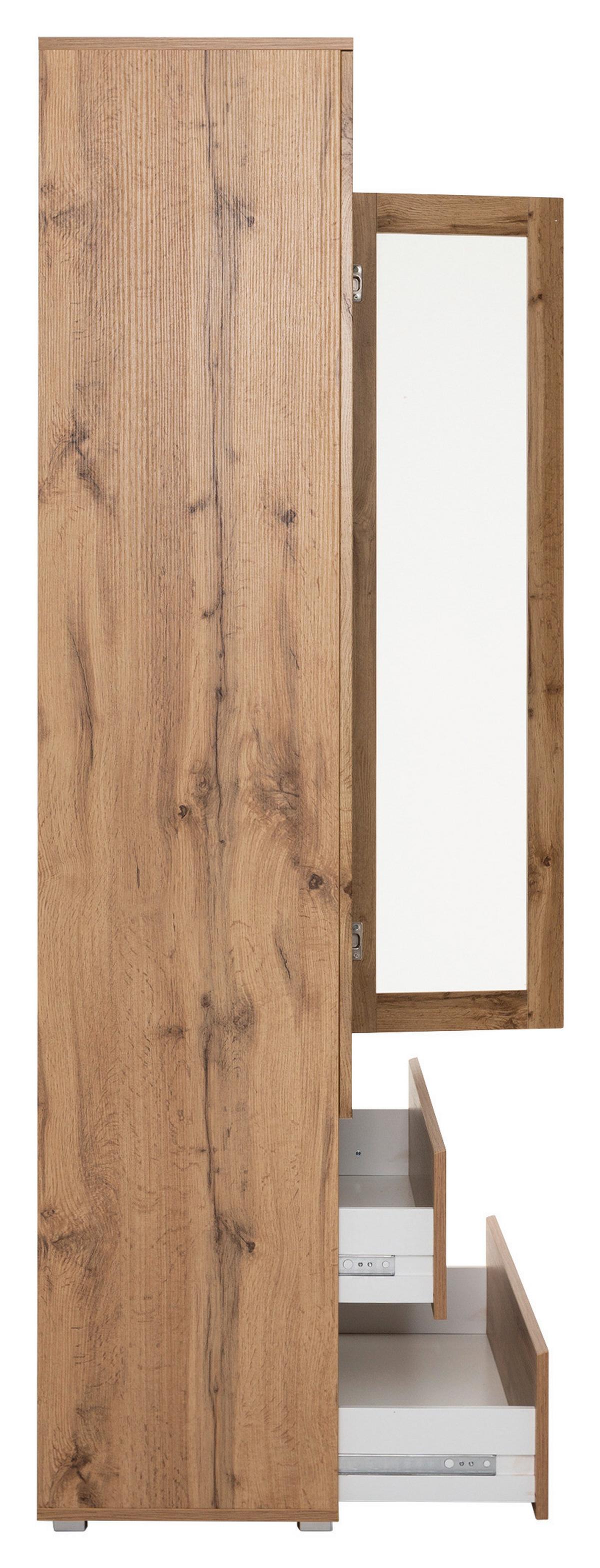 Vitrina Image, Barva Hrasta - srebrne barve/barve hrasta, Konvencionalno, steklo/leseni material (80/191/40cm) - MID.YOU