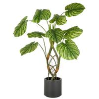 Kunstpflanze Philodendron Grün/Grau ca. 120cm - Braun/Grau, Basics, Kunststoff (120cm) - P & B