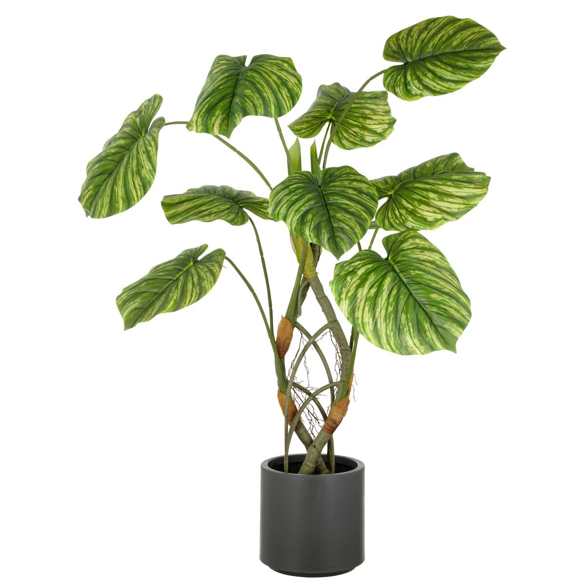 Kunstpflanze Philodendron Grün/Grau ca. 120cm - Braun/Grau, Basics, Kunststoff (120cm) - P & B
