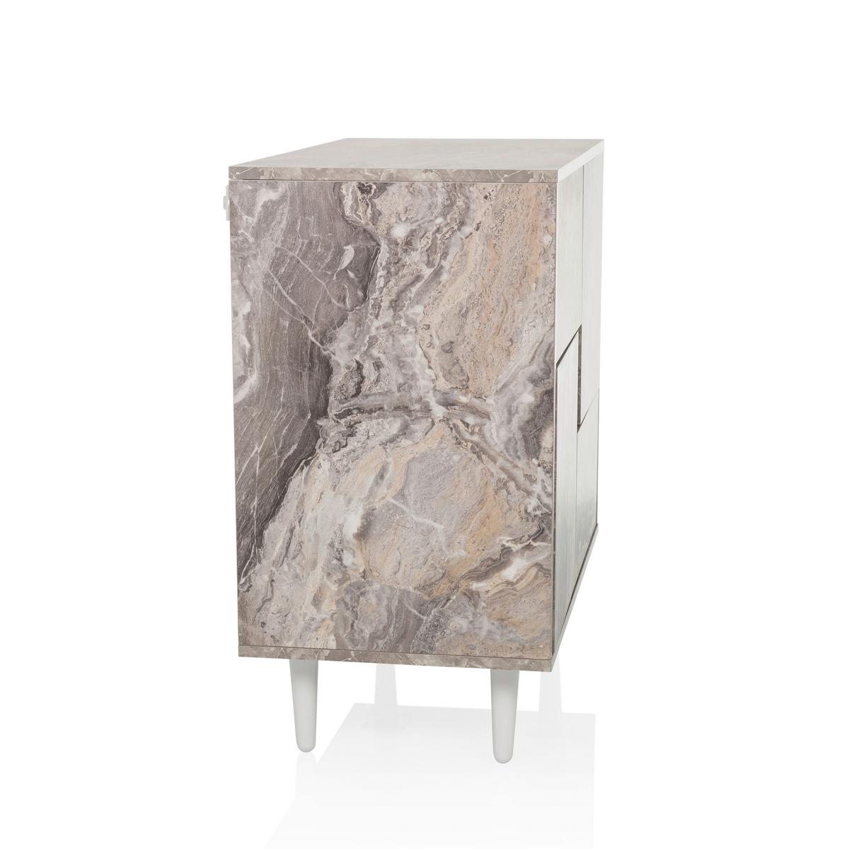 Komoda Lykkja, Rjava, Bela - črna/bela, Moderno, leseni material/les (72/77/39,5cm) - MID.YOU