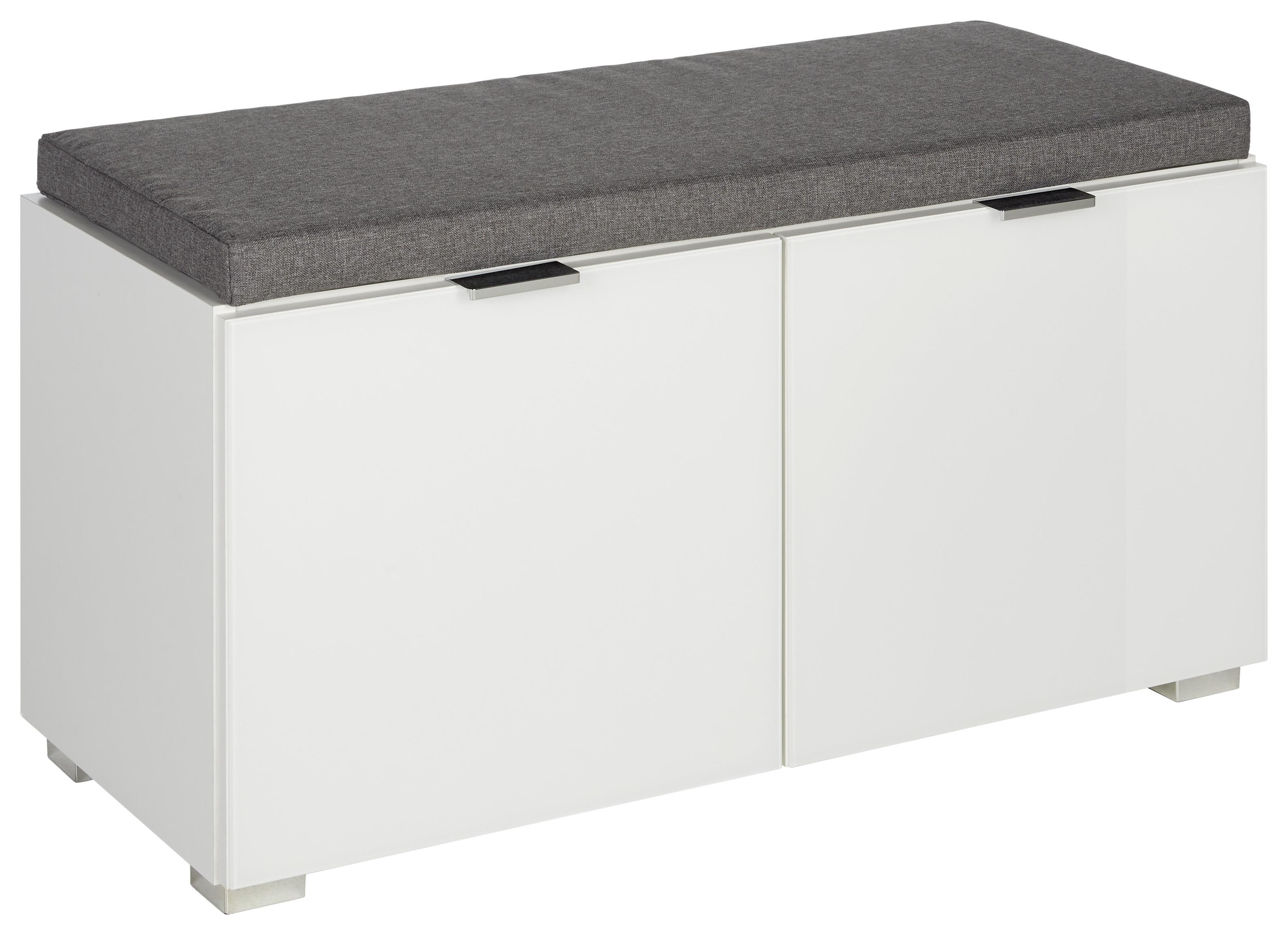 Sitzbank in Weiss - Chromfarben, Modern, Glas/Holzwerkstoff (85/48/37cm) - Premium Living