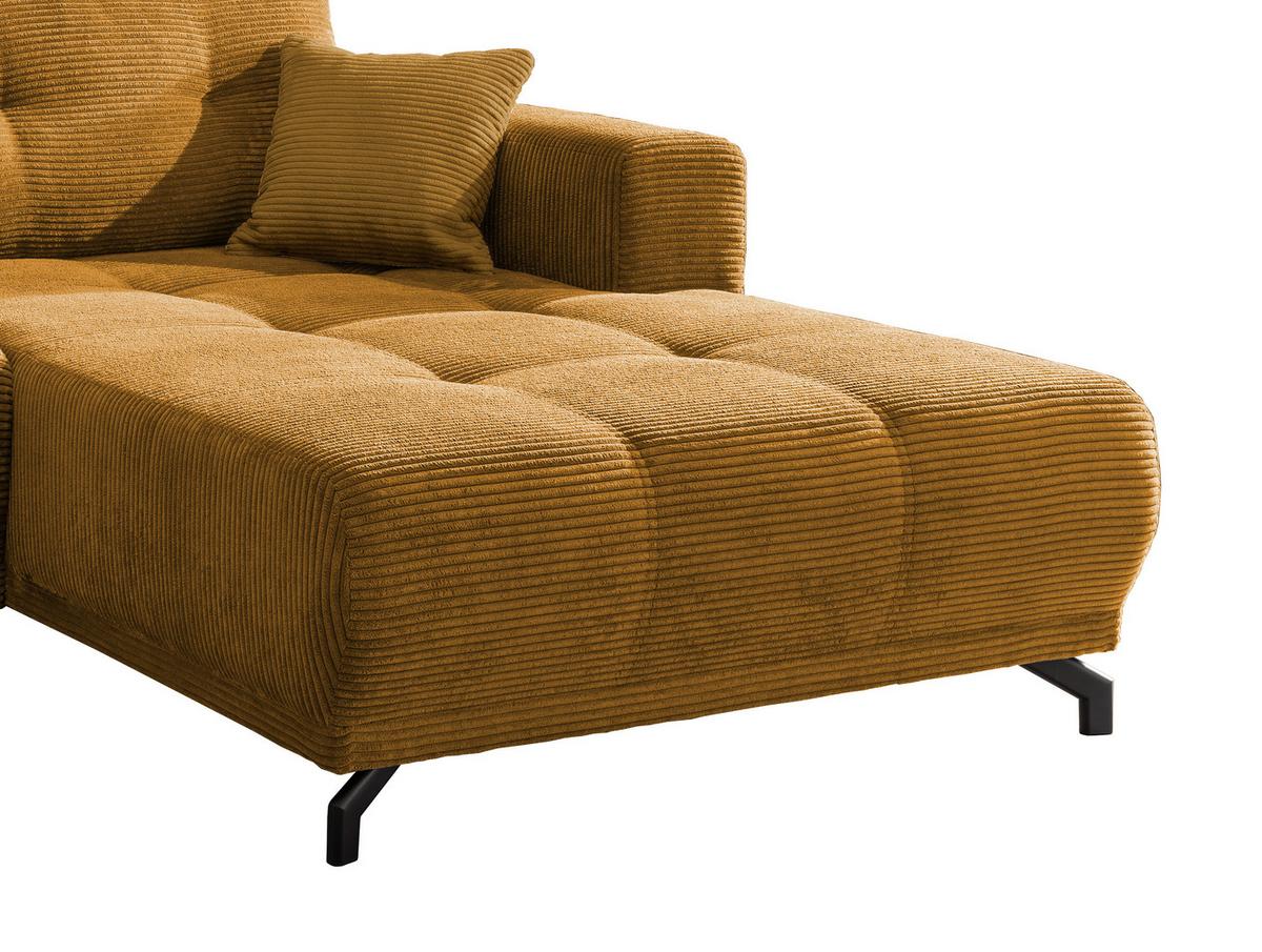 Wohnlandschaft Restato Goldfarben Cord - Goldfarben/Schwarz, MODERN, Holz/Textil (246/177cm) - MID.YOU