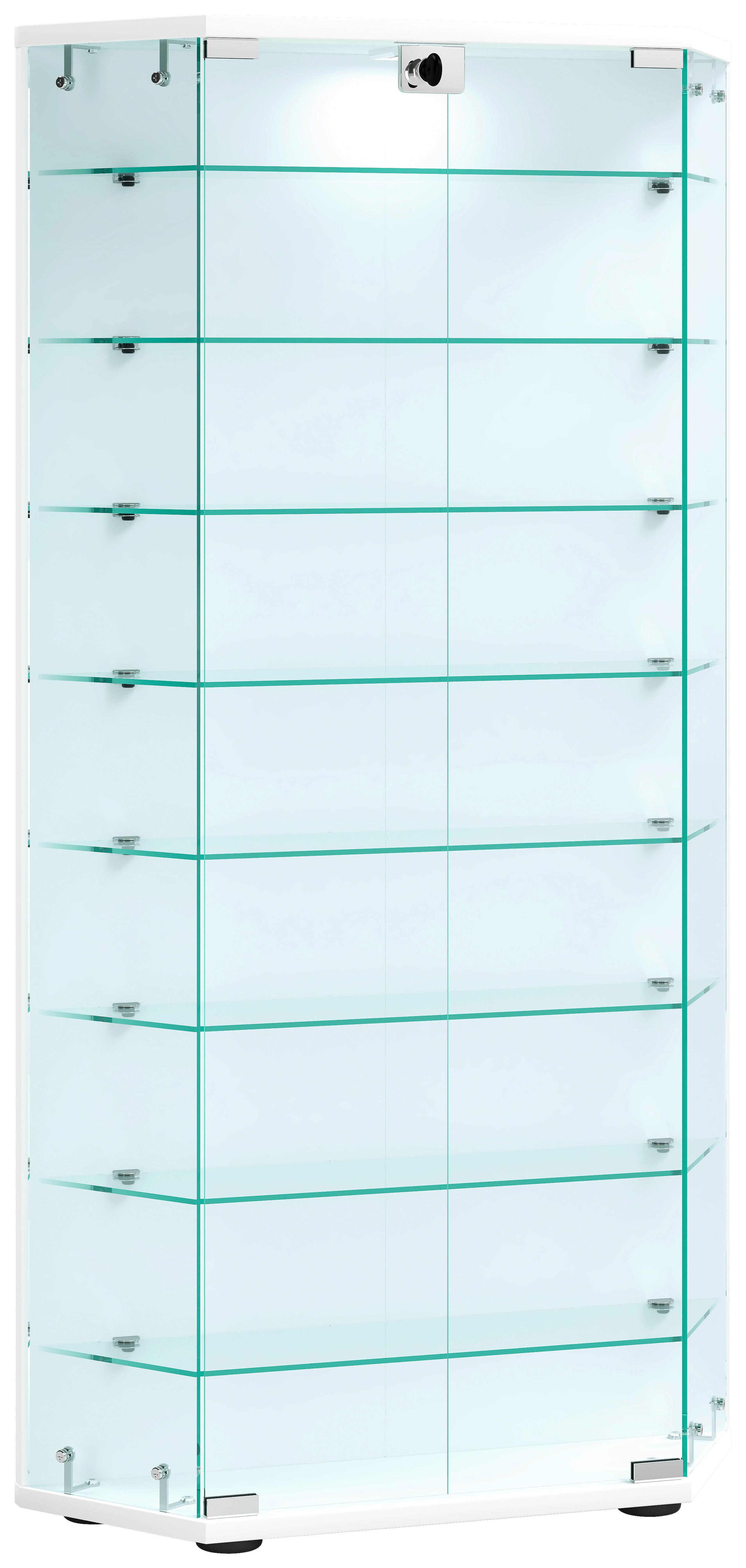 VITRINE CENILA XL - Weiss/Transparent, Design, Glas/Holzwerkstoff (83/114/17cm) - MID.YOU
