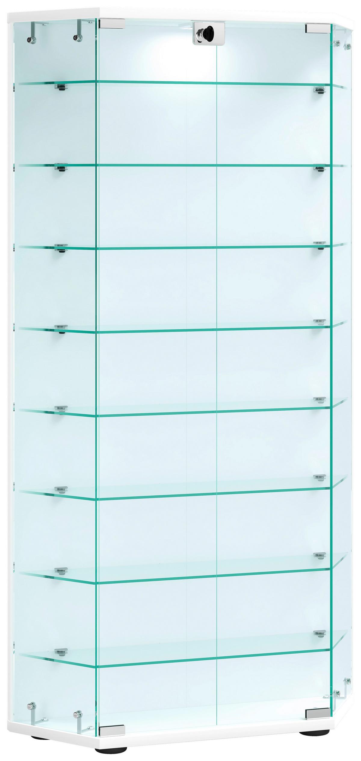 VITRINE CENILA XL - Weiss/Transparent, Design, Glas/Holzwerkstoff (83/114/17cm) - MID.YOU