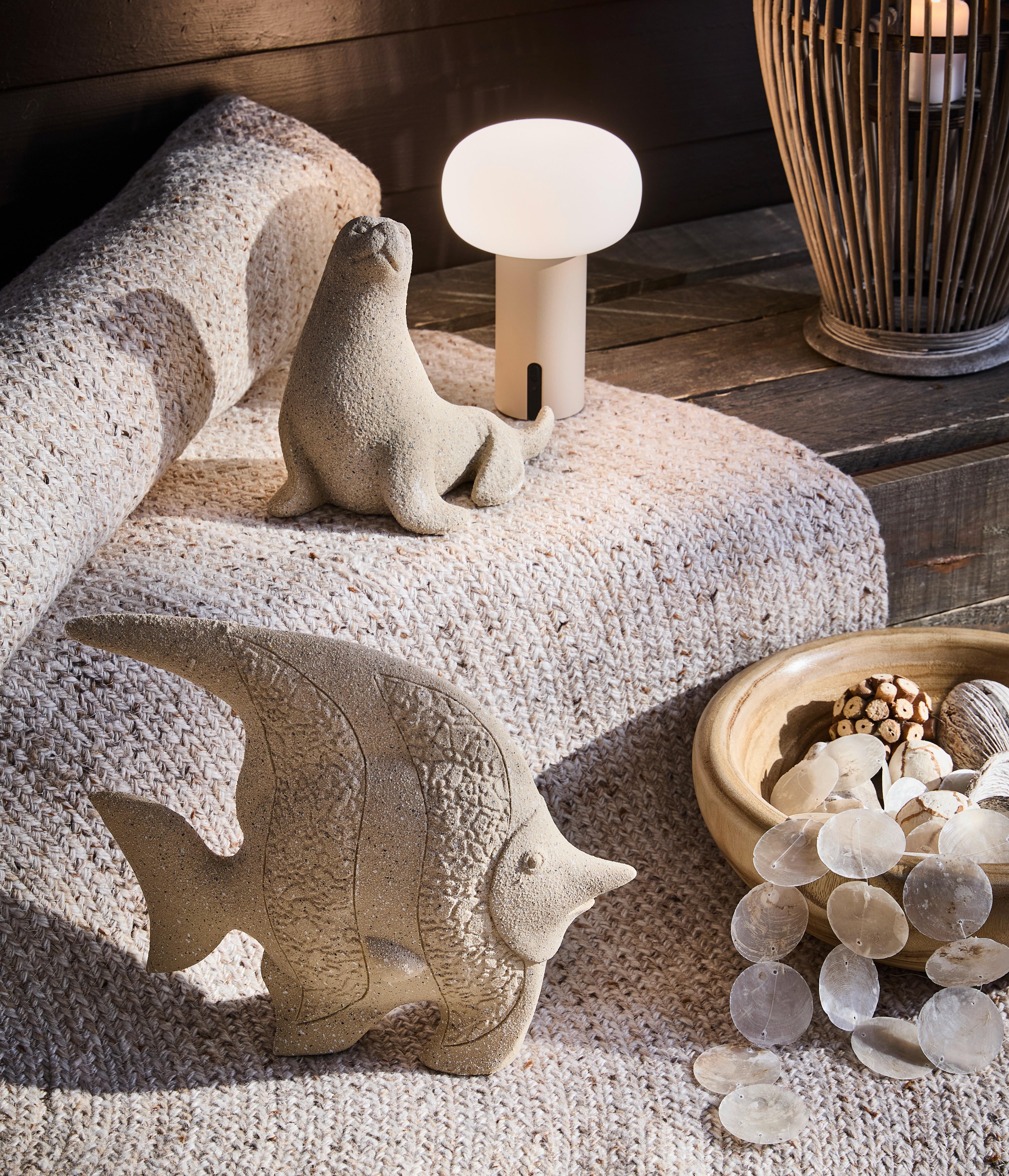 LAMPA STOŁOWA Z AKUMULATOREM FUNGO - biały/kolor piaskowy, Design, metal/szkło (13/19cm) - Dieter Knoll