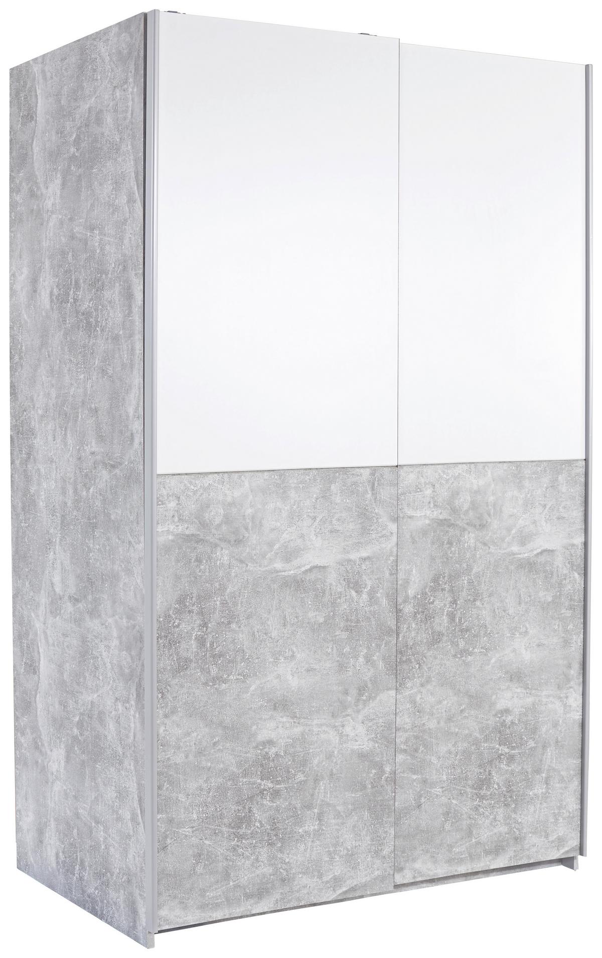 Ormar S Kliznim Vratima Victoria 1 - bijela/siva, Moderno, drvni materijal/metal (125/196/62cm) - Based