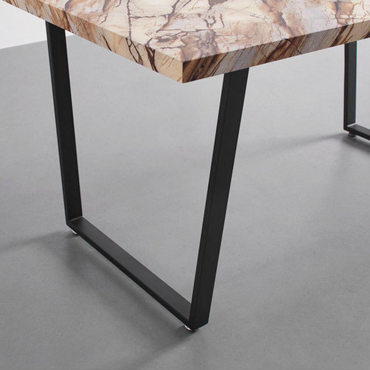 Moderna Jedilna Miza Dave, Videz Marmorja, Črna - črna/bela, Moderno, kovina (160/90/76cm) - Bessagi Home