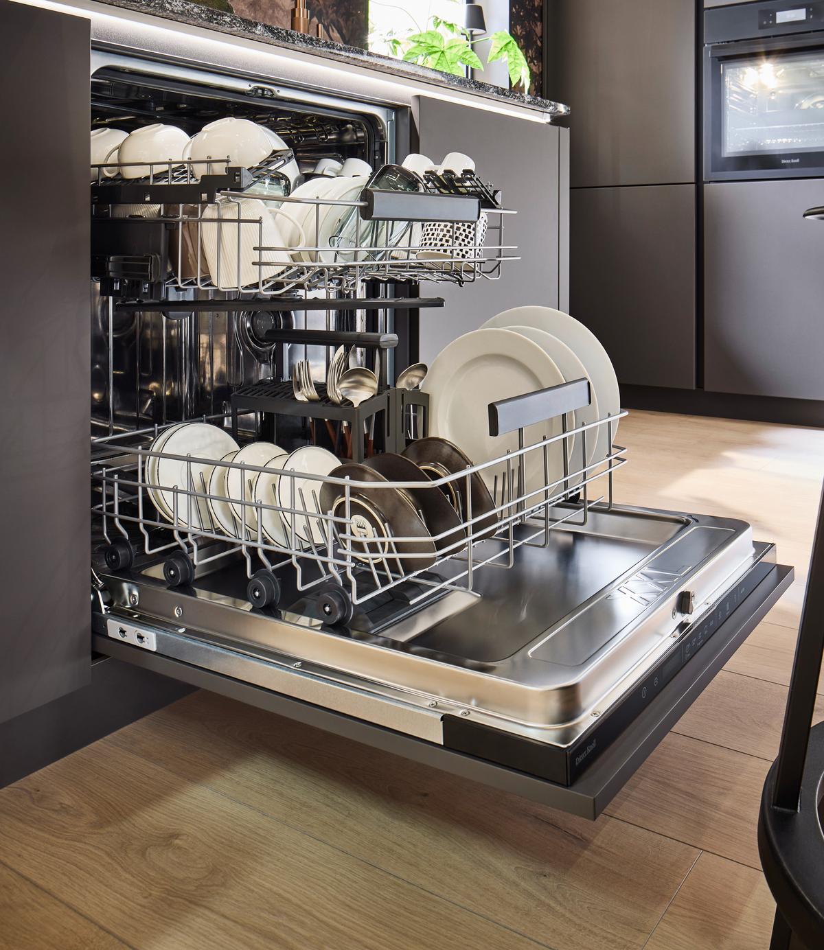 Einbauküche Softline o. Geräte Braun - Dunkelgrau/Schwarz, MODERN, Holzwerkstoff (324/306cm) - Nobilia