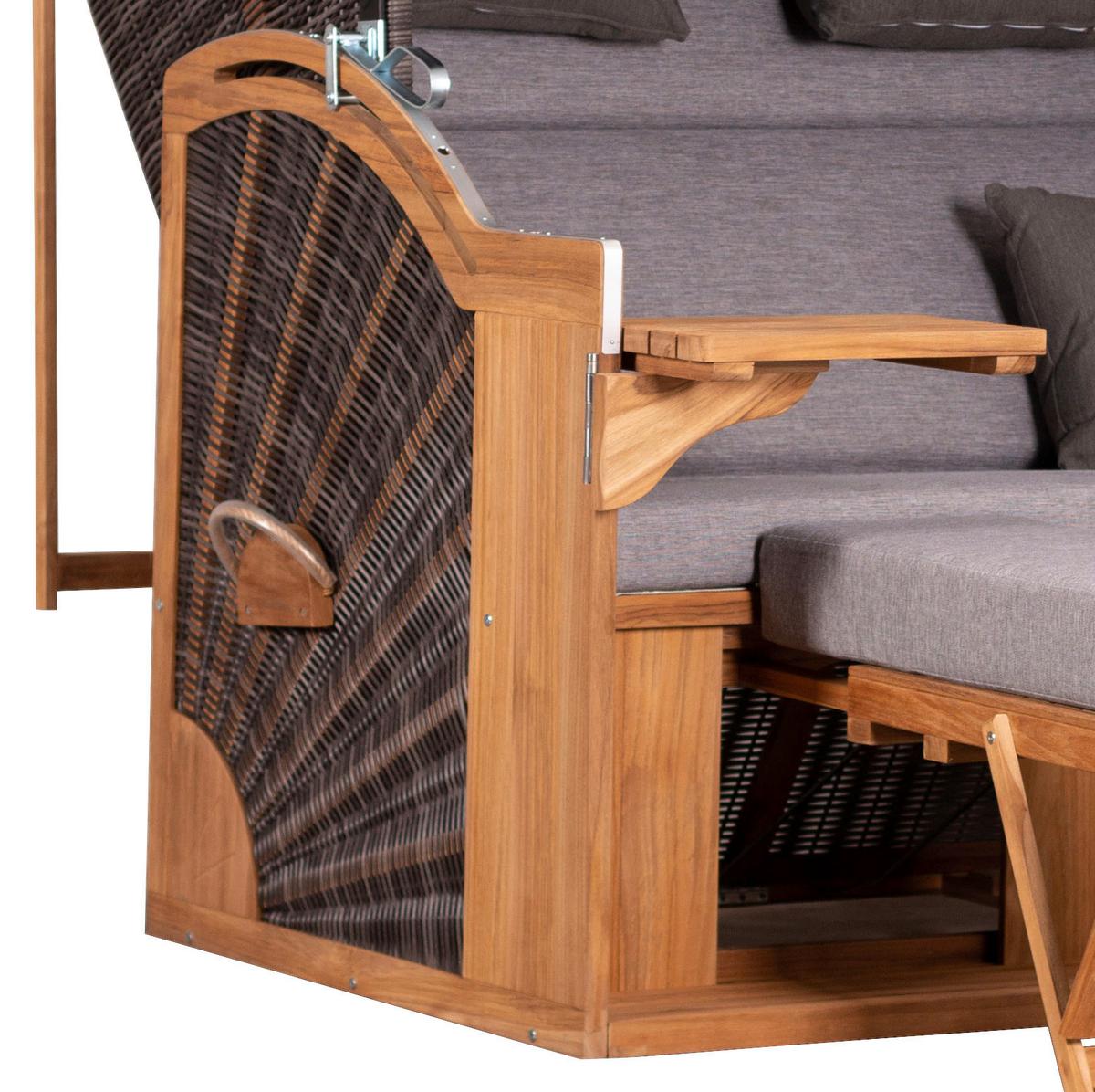 Strandkorb Seaside XXL Teak 2-Sitzer - Basics, Holz (150/165/92cm)