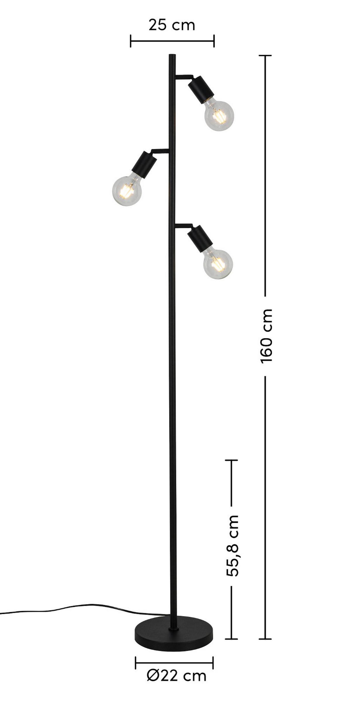 Svjetiljka Podna Stefan - crna, Basics, metal/plastika (22/160cm) - Mömax