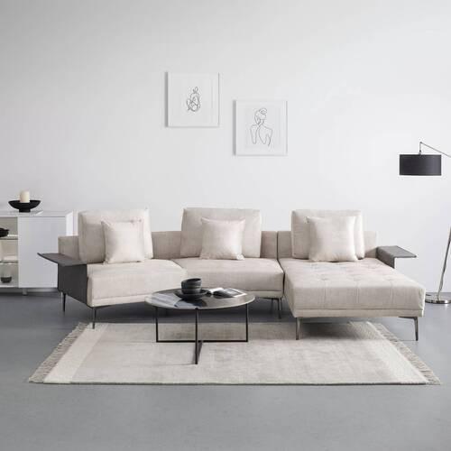 Sedežna Garnitura Donna, Oblika U - srebrne barve/siva, Moderno, kovina/tekstil (345/68/176cm) - Bessagi Home