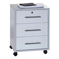 Rollcontainer Office Edition Grau/Weiß - Edelstahlfarben/Weiß Hochglanz, MODERN, Holzwerkstoff/Kunststoff (44/58/40cm) - MID.YOU