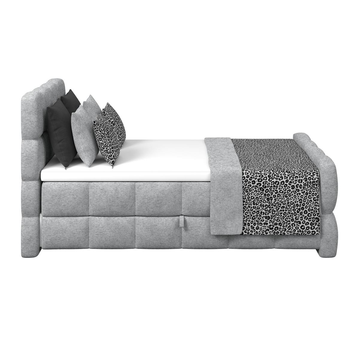 Postelja Boxspring Brisbane, Siva, 140x220 - siva/črna, Trend, kovina/umetna masa (140/220cm) - Premium Living