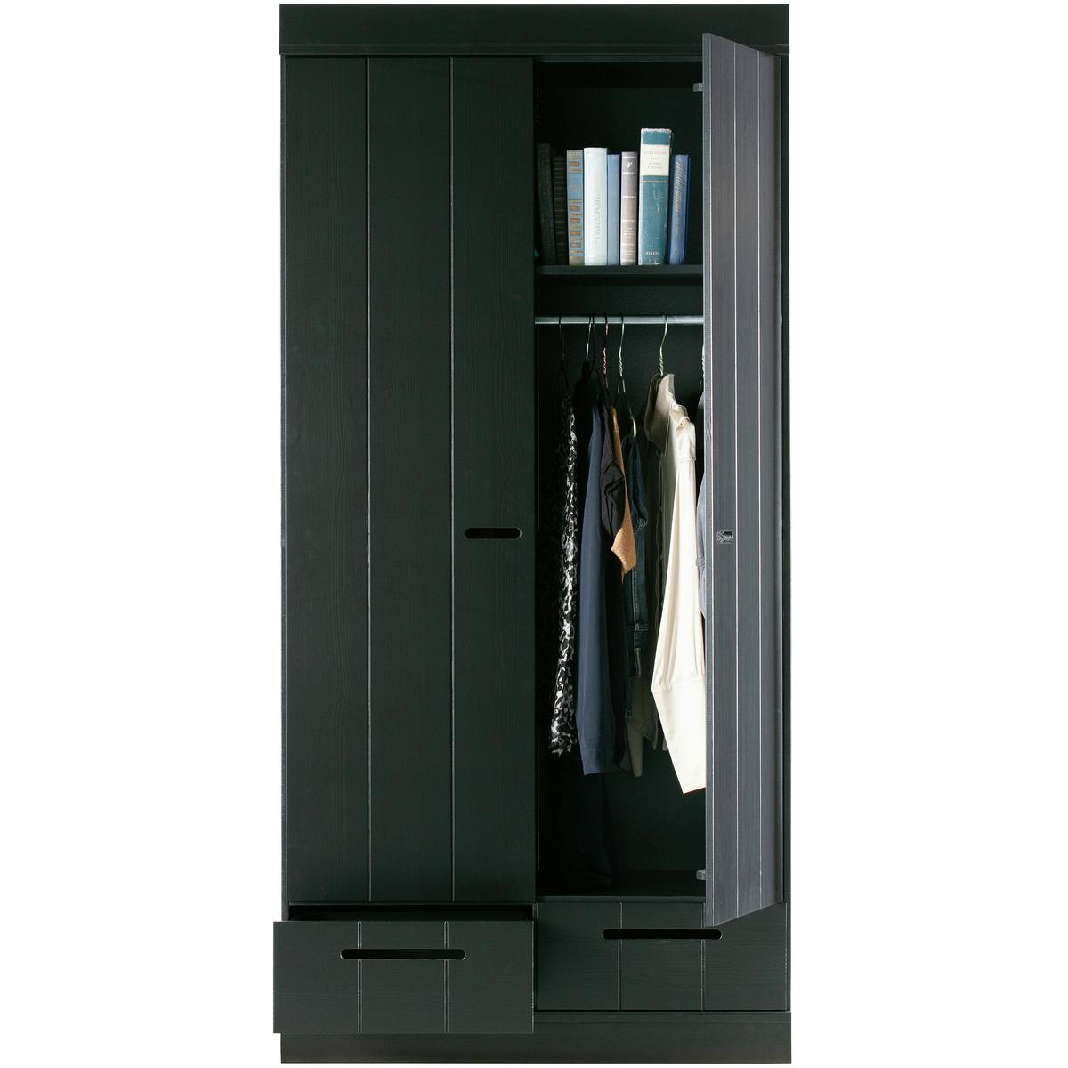 Drehtürenschrank Connect Schwarz - Schwarz, Design, Holz (94/195/53cm) - Livetastic