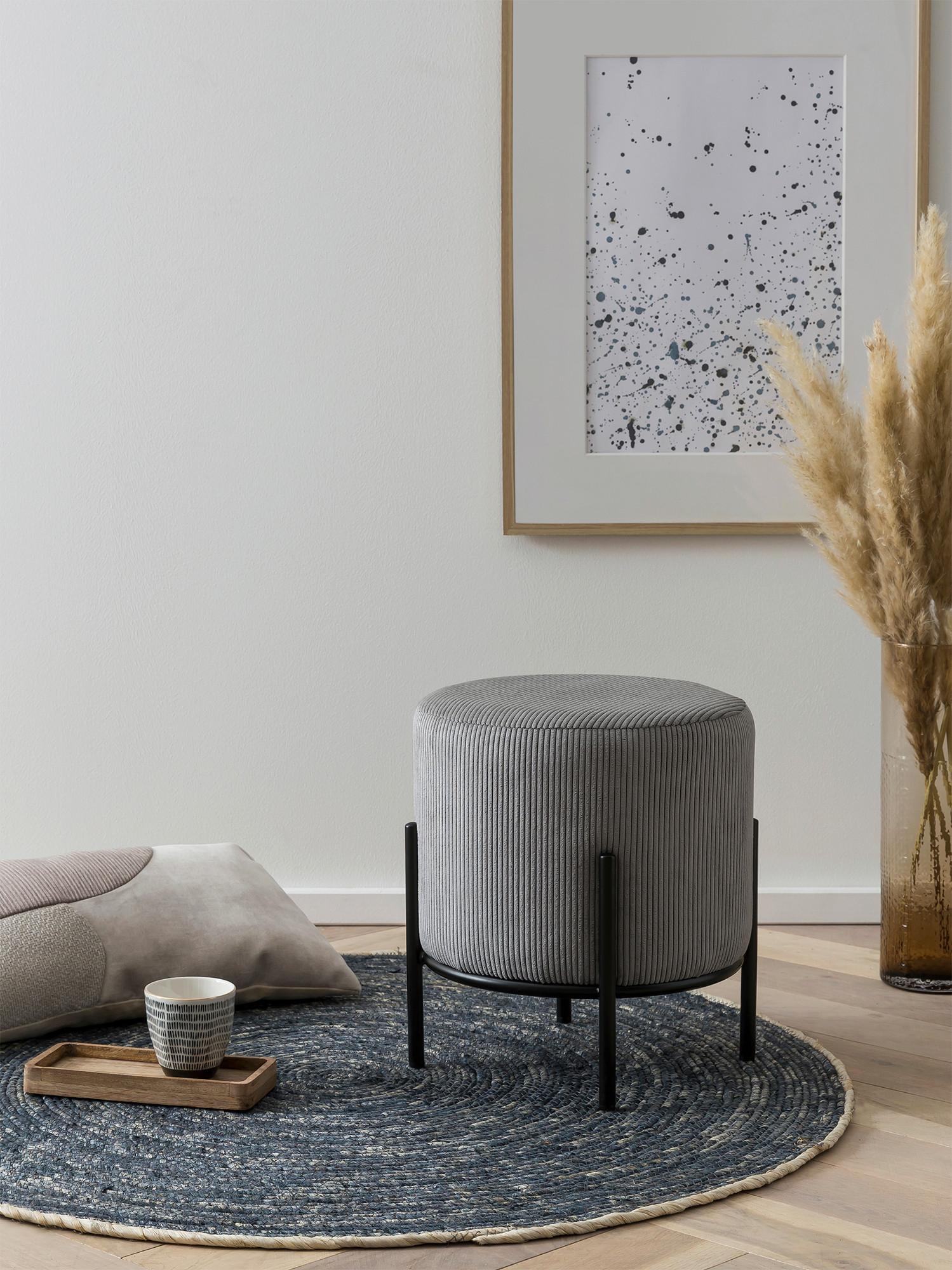 Tabure Cord, Siva - siva/črna, Moderno, kovina/tekstil (35/38cm) - Livetastic