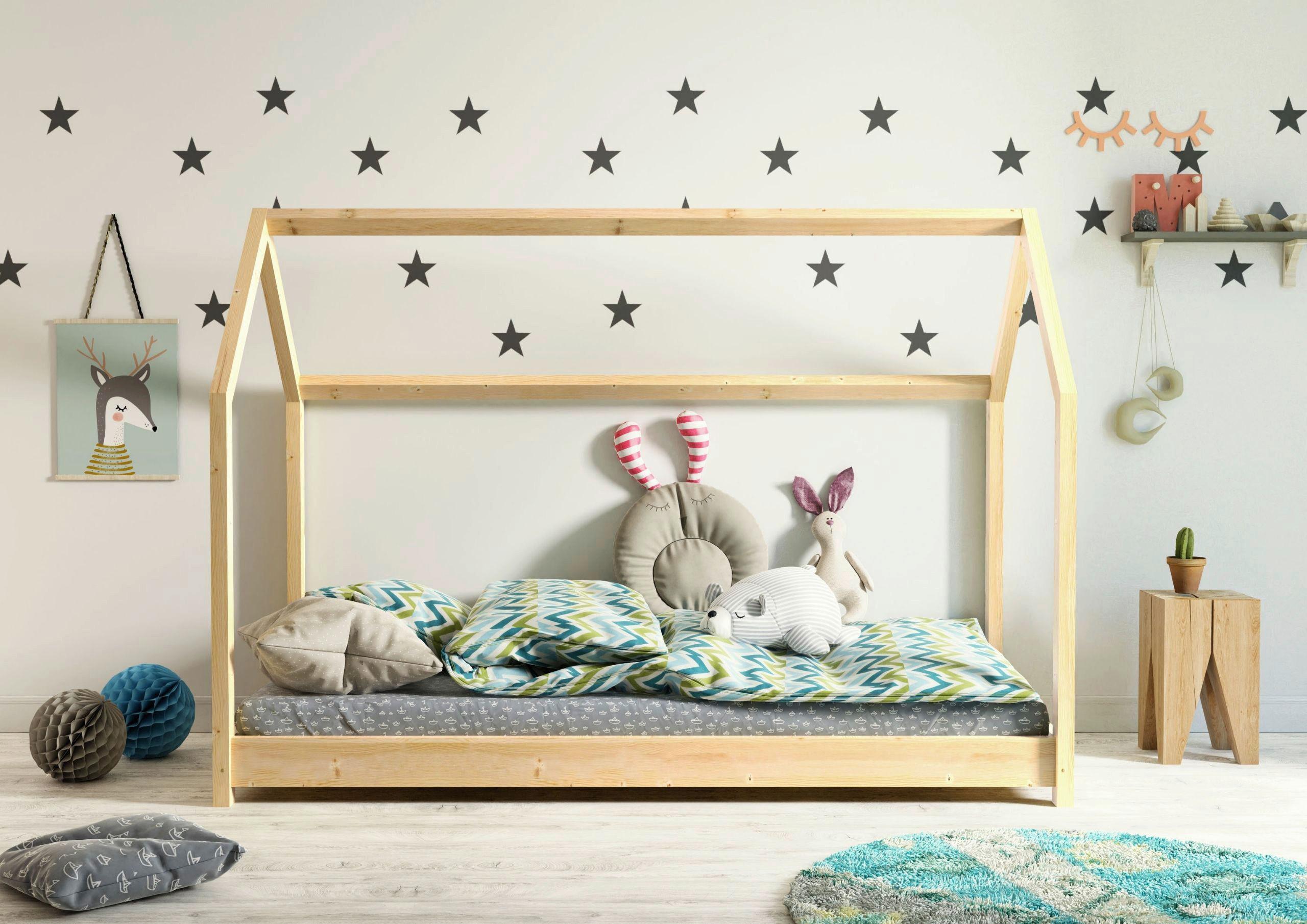 Postelja V Obliki Hiše Bella, Naravna Barva, 80x160cm - barve bora/barve breze, Moderno, les (80/160cm) - MID.YOU