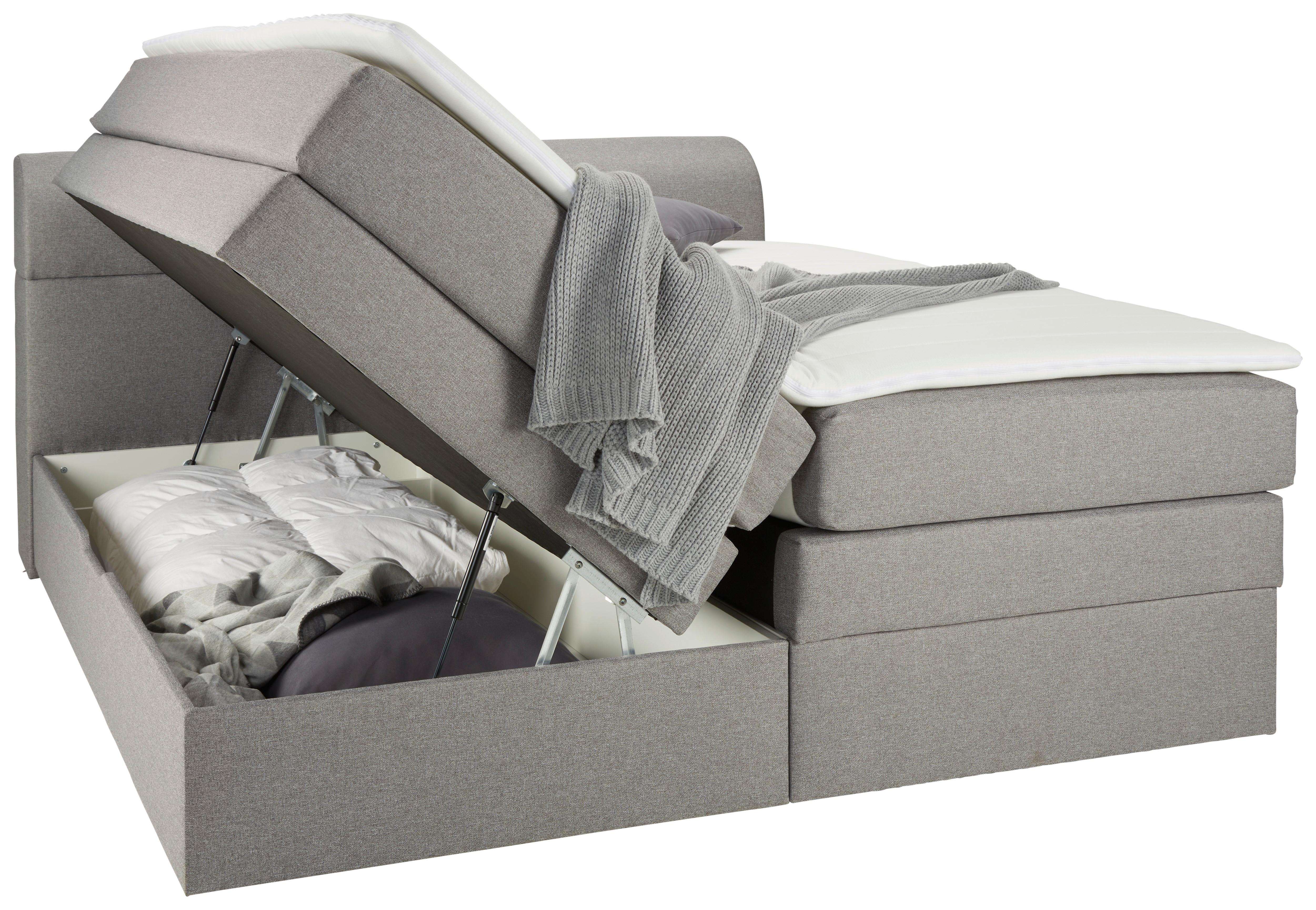 Boxspringbett Flexi 2 in Grau ca. 180x200cm - Schwarz/Grau, KONVENTIONELL, Kunststoff/Textil (180/200cm) - Based