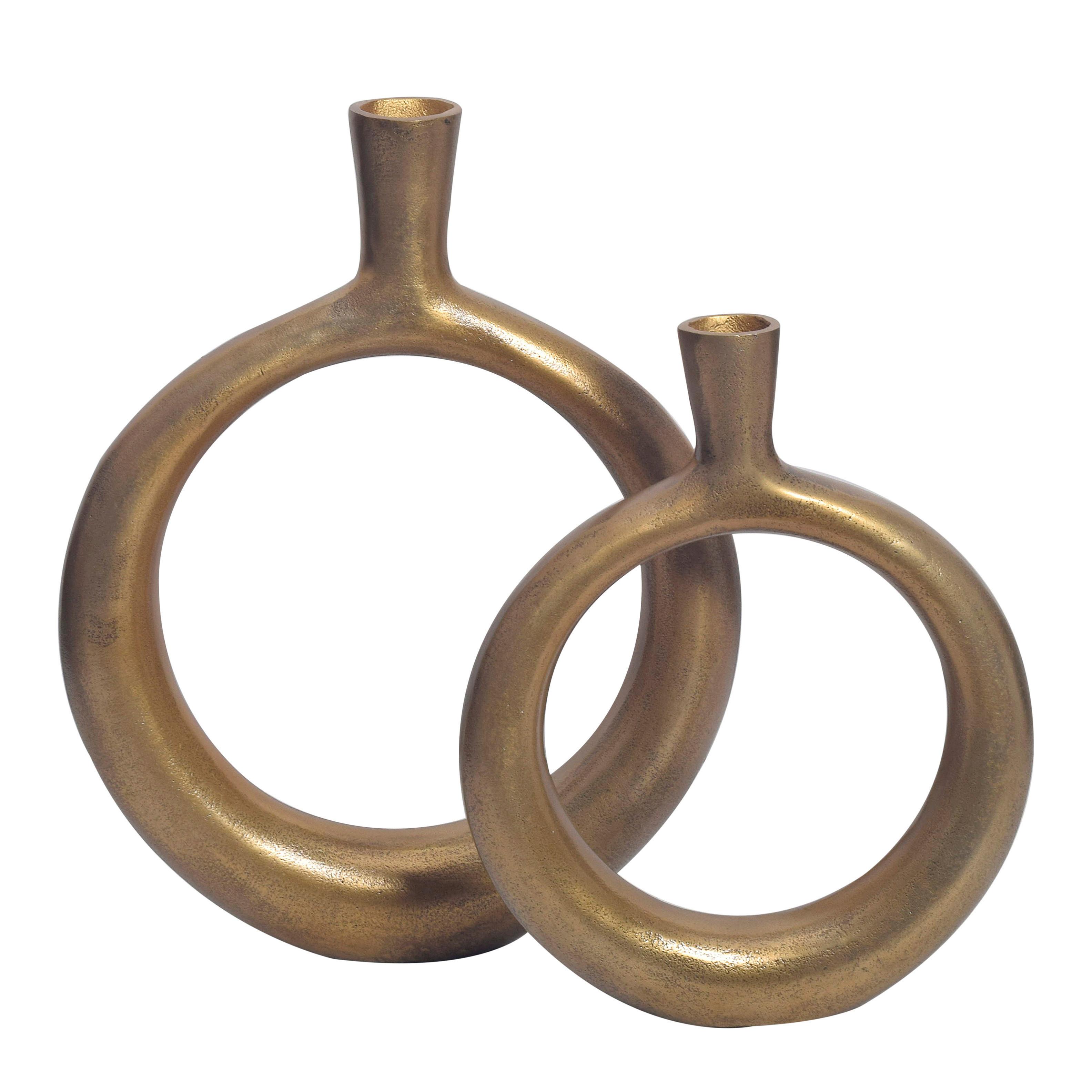 DEKOVASE Dekovase 2er Set Gold - Goldfarben, Design, Metall (35/45/7cm) - Livetastic