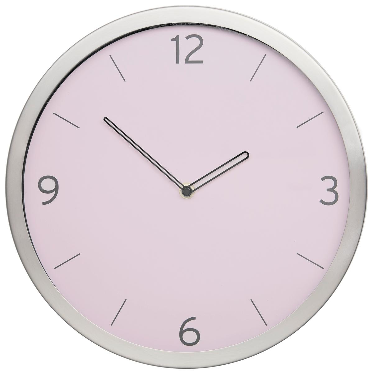 Wanduhr Sally Ø ca. 30,5cm - Silberfarben/Rosa, Glas/Metall (30,5cm) - Modern Living