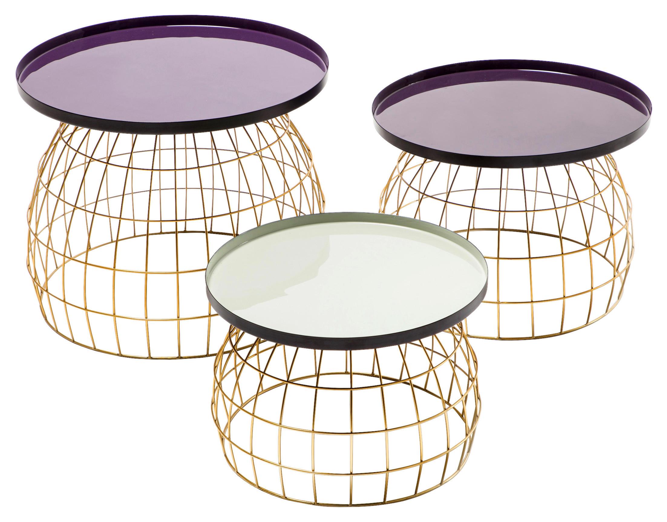 BEISTELLTISCHSET LAUDATIO 460 - Pflaume/Lila, Design, Metall - Kayoom