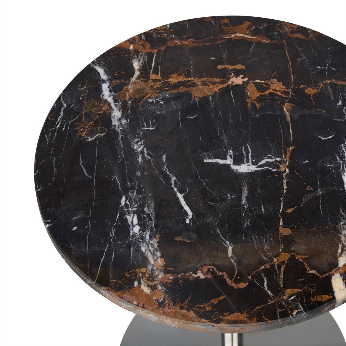 Beistelltisch Elian -Trend- - Chromfarben/Schwarzbraun, Modern, Stein/Metall (40/40/45cm) - Mömax