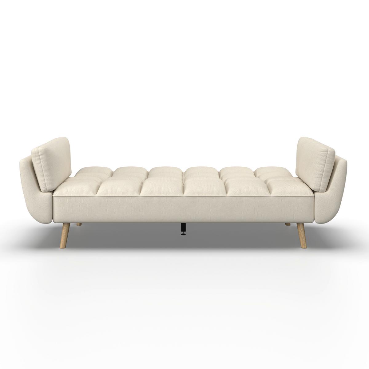 Schlafsofa Cora Webstoff Creme - Creme/Naturfarben, MODERN, Holz/Textil (214/92/81cm) - Bessagi Home