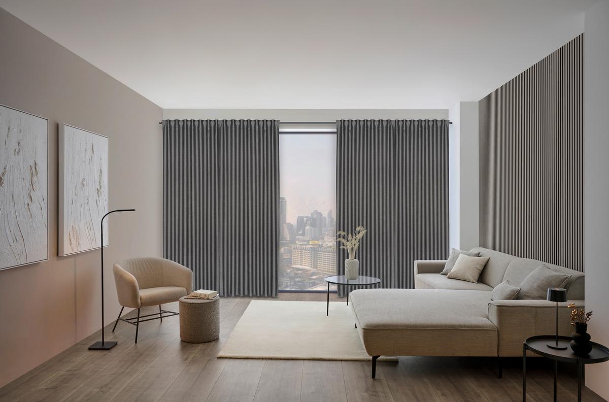 ZASŁONA GOTOWA ROVITA - antracytowy, Design, tkanina (140/260cm) - Dieter Knoll