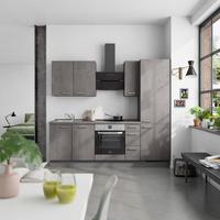 Küchenblock Riva High m. Geräten Schieferfarben - Schieferfarben/Edelstahlfarben, MODERN, Holzwerkstoff/Metall (240cm) - Nobilia