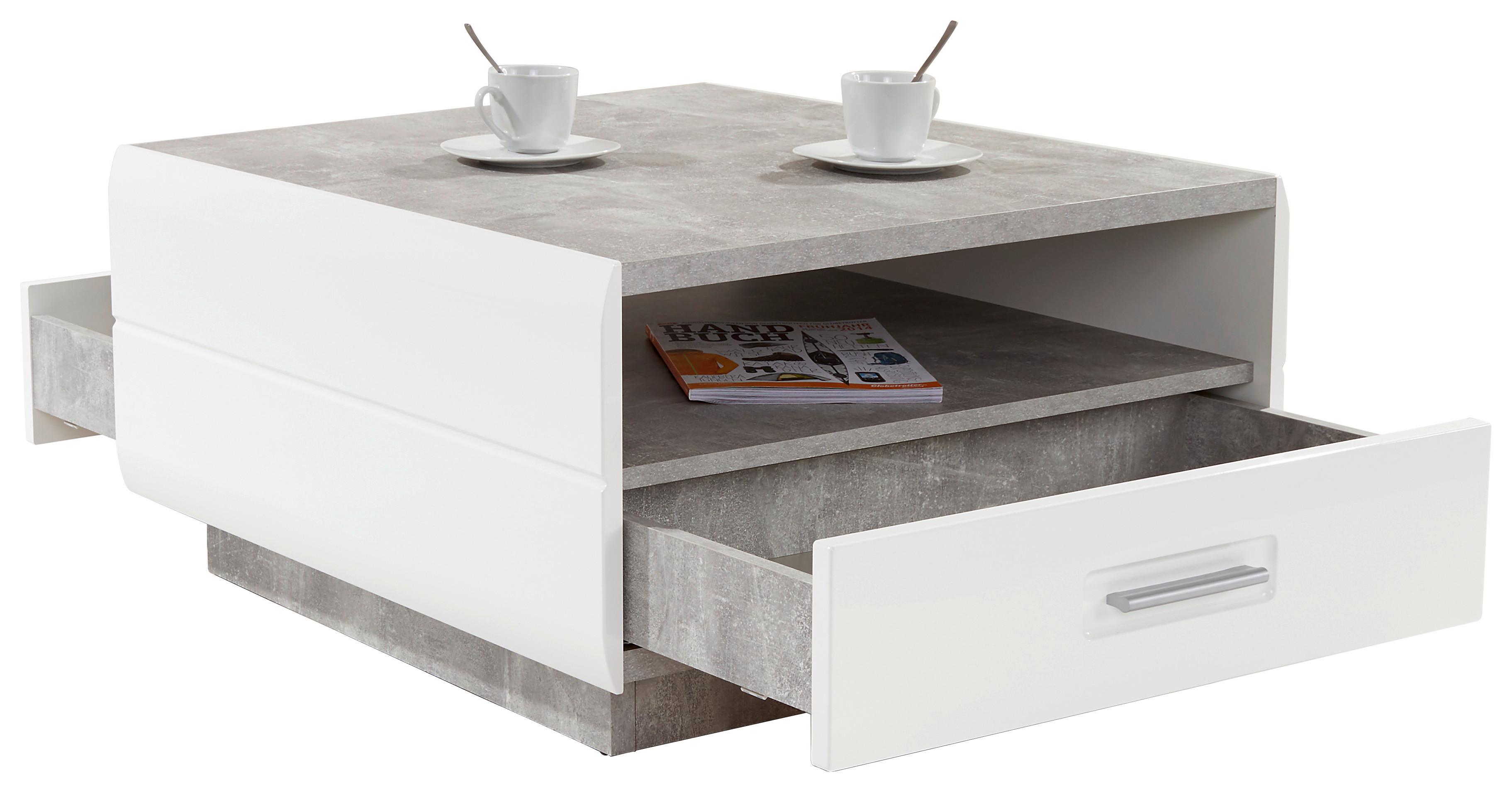 Măsuță de canapea Avensis - alb/gri, Modern, material pe bază de lemn (75/40/75cm) - Premium Living