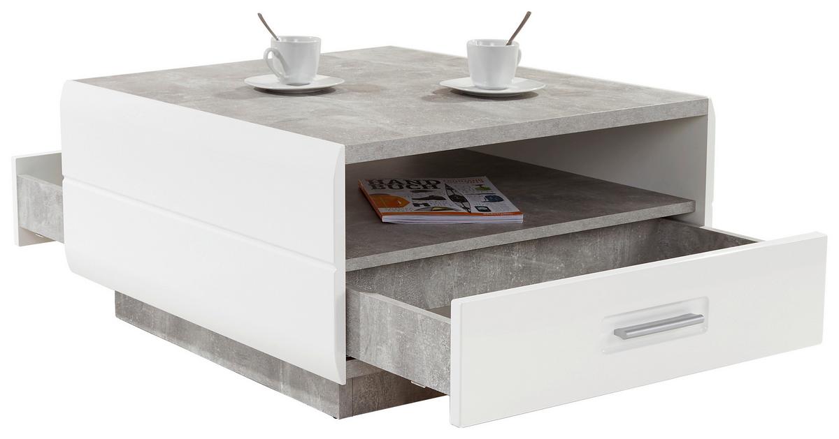Măsuță de canapea Avensis - alb/gri, Modern, material pe bază de lemn (75/40/75cm) - Premium Living